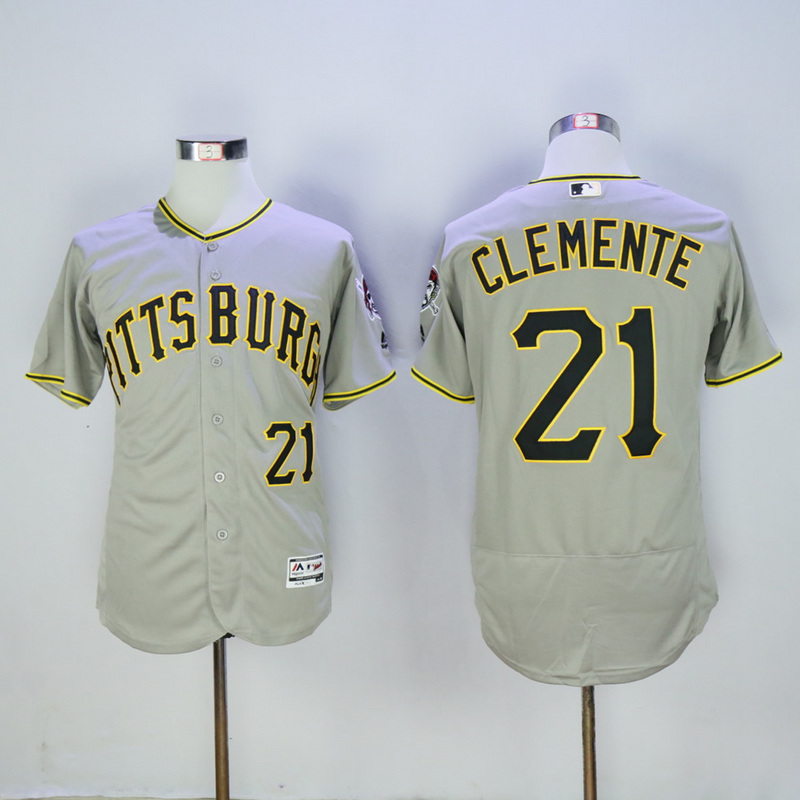 Men Pittsburgh Pirates #21 Clemente Grey Elite MLB Jerseys->pittsburgh pirates->MLB Jersey